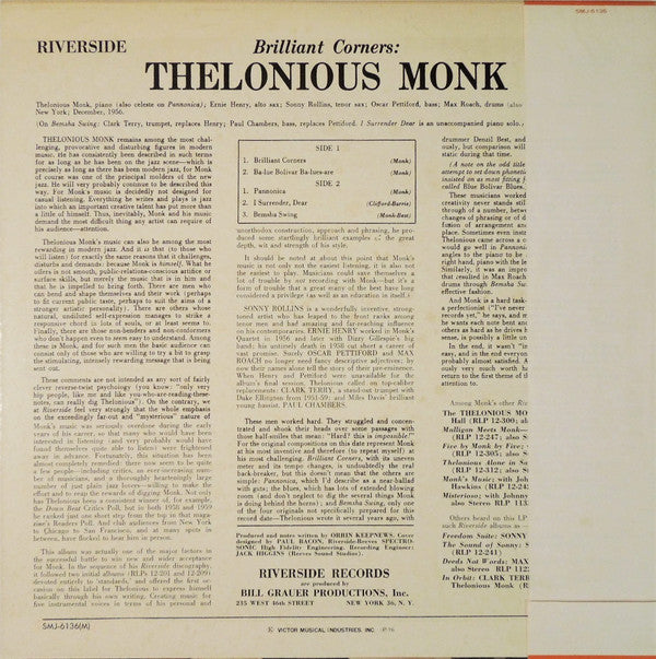 Thelonious Monk = セロニアス・モンク* : Brilliant Corners = ブリリアント・コーナーズ (LP, Album, Mono, RE)