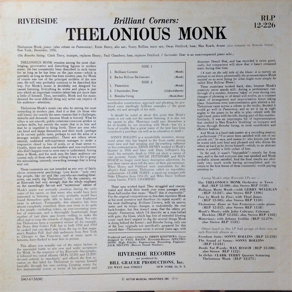Thelonious Monk = セロニアス・モンク* : Brilliant Corners = ブリリアント・コーナーズ (LP, Album, Mono, RE)