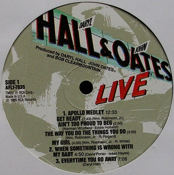 Daryl Hall & John Oates With David Ruffin & Eddie Kendricks : Live At The Apollo (LP, Album)