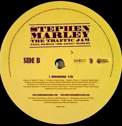 Stephen Marley Feat. Damian "Jr. Gong" Marley* : The Traffic Jam (12", Promo)