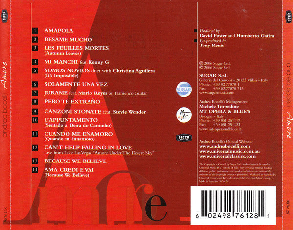 Andrea Bocelli : Amore (CD, Album)