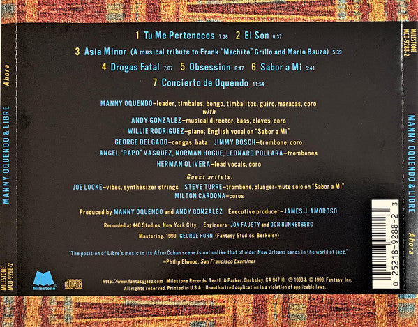 Manny Oquendo & Libre : Ahora (CD, Album, RE)