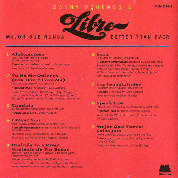 Manny Oquendo & Libre : Mejor Que Nunca (CD, Album)