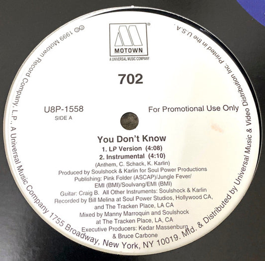 702 : You Don't Know (12", Promo)