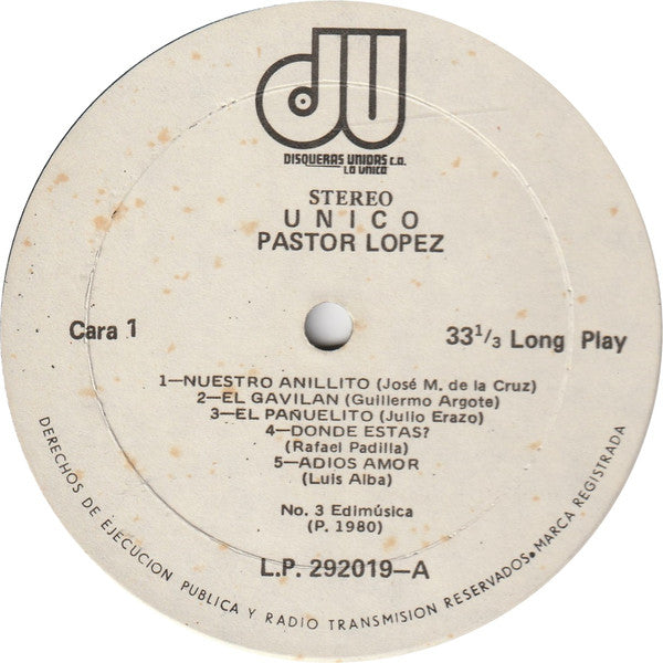 Pastor López : Único (LP, Album)