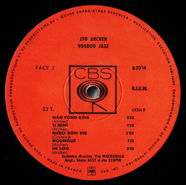 Jho Archer : Voodou Jazz (Festival Du Théatre Des Nations) (LP, Album)