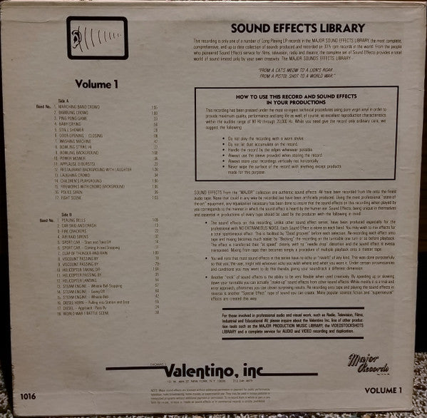 No Artist : Sound Effects Volume 1 (LP)