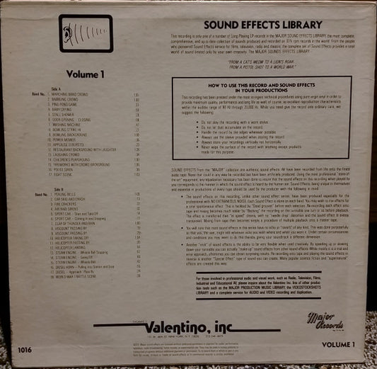 No Artist - Sound Effects Volume 1 vinyl record, LP (Near Mint (NM or M-)) | Lulo Records