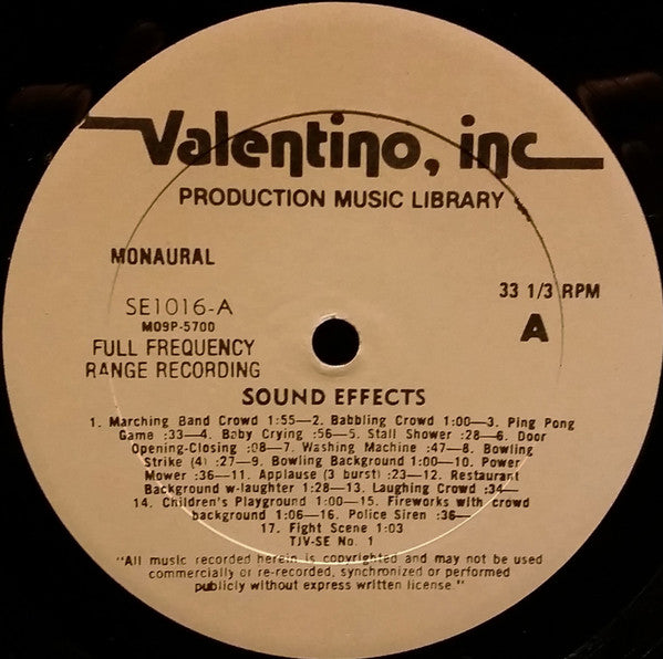 No Artist : Sound Effects Volume 1 (LP)