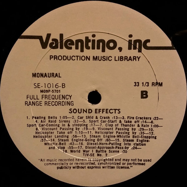 No Artist : Sound Effects Volume 1 (LP)