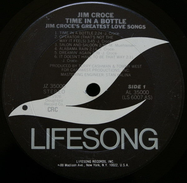 Jim Croce : Time In A Bottle Jim Croce's Greatest Love Songs (LP, Comp, Club, RE)
