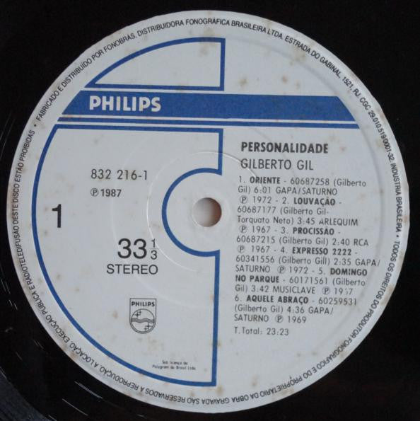 Gilberto Gil : Personalidade (LP, Comp, RM)