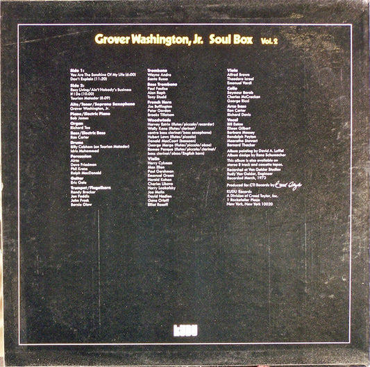 Grover Washington, Jr. - Soul Box Vol. 2 vinyl record, LP (Mint (M)) | Lulo Records