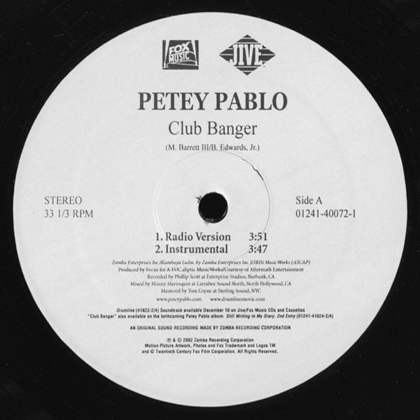 Petey Pablo : Club Banger (12", Promo)