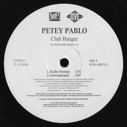 Petey Pablo : Club Banger (12", Promo)