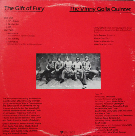 The Vinny Golia Quintet - The Gift Of Fury vinyl record, LP (Mint (M)) | Lulo Records