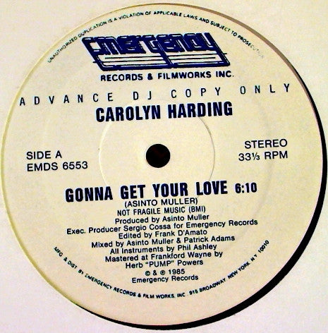 Carolyn Harding : Gonna Get Your Love (12", Promo)