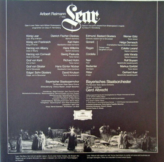 Aribert Reimann - Dietrich Fischer-Dieskau, Helga Dernesch, Colette Lorand, Iulia Várady, Rolf Boysen, Chor Der Bayerischen Staatsoper, Bayerisches Staatsorchester, Gerd Albrecht - Lear vinyl record, 3xLP (Near Mint (NM or M-)) | Lulo Records