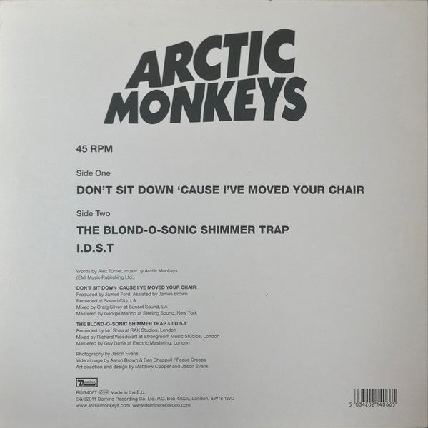 Arctic Monkeys : Don't Sit Down 'Cause I've Moved Your Chair (10", Single)