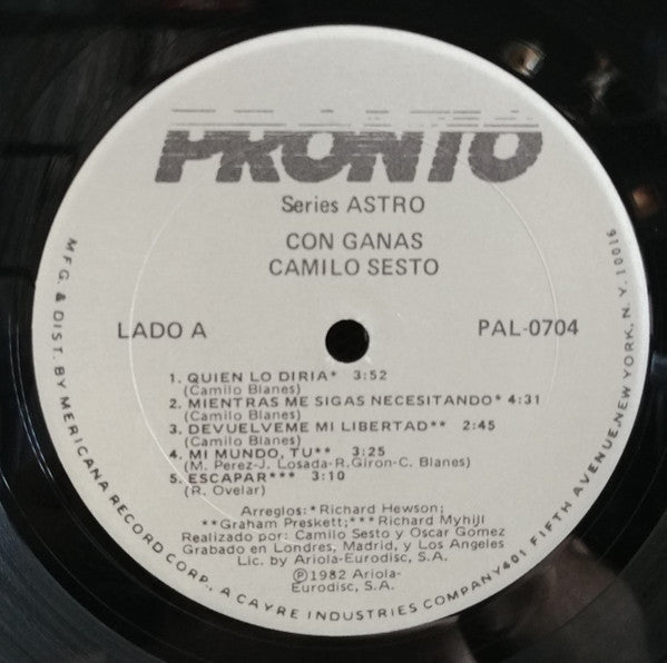 Camilo Sesto : Con Ganas (LP, Album, RE)