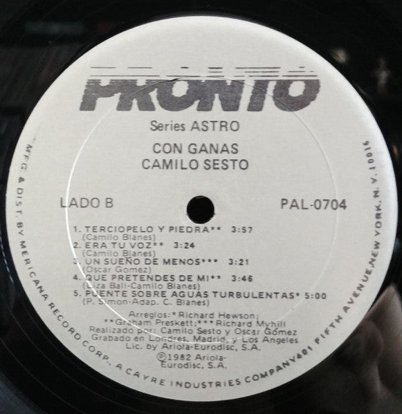 Camilo Sesto : Con Ganas (LP, Album, RE)