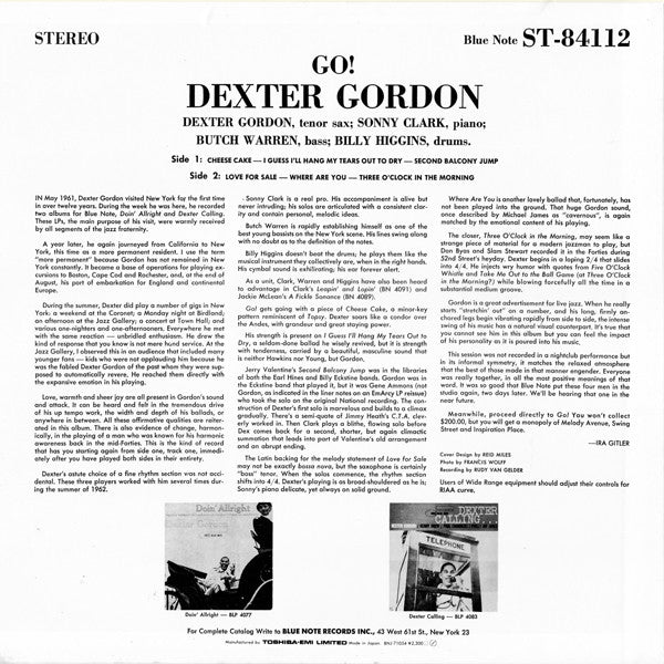 Dexter Gordon : Go! (LP, Album, RE)