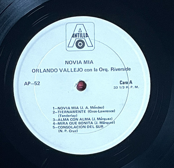 Orlando Vallejo Con La Orq. Riverside* : Novia Mia (LP, Album, RE)