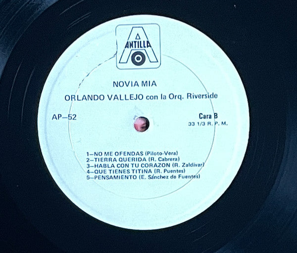 Orlando Vallejo Con La Orq. Riverside* : Novia Mia (LP, Album, RE)