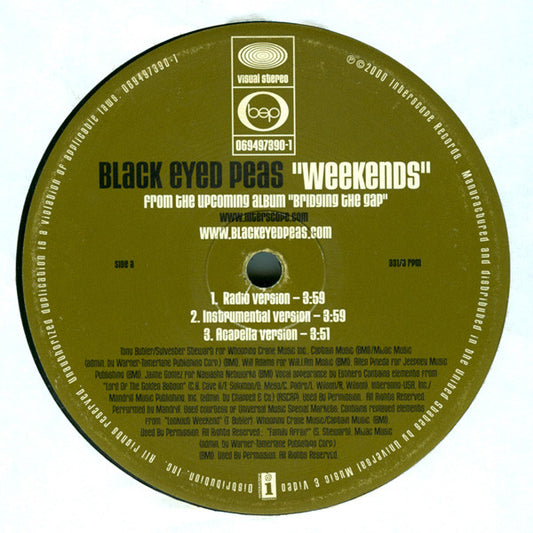 Black Eyed Peas - Weekends vinyl record, 12" (Near Mint (NM or M-)) | Lulo Records