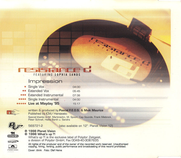 Resistance D Featuring Sophia Sands : Impression (CD, Maxi)
