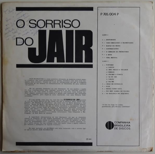 Jair Rodrigues : O Sorriso Do Jair (LP, Album, Mono)