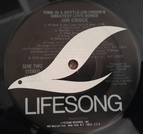 Jim Croce : Time In A Bottle / Jim Croce's Greatest Love Songs (LP, Comp, RE, Gol)
