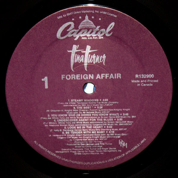 Tina Turner : Foreign Affair (LP, Album, Club, Gat)