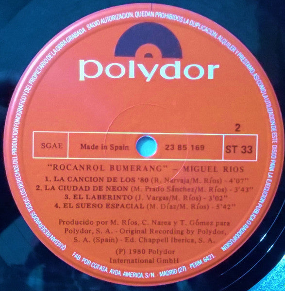Miguel Ríos : Rocanrol Bumerang (LP, Album)