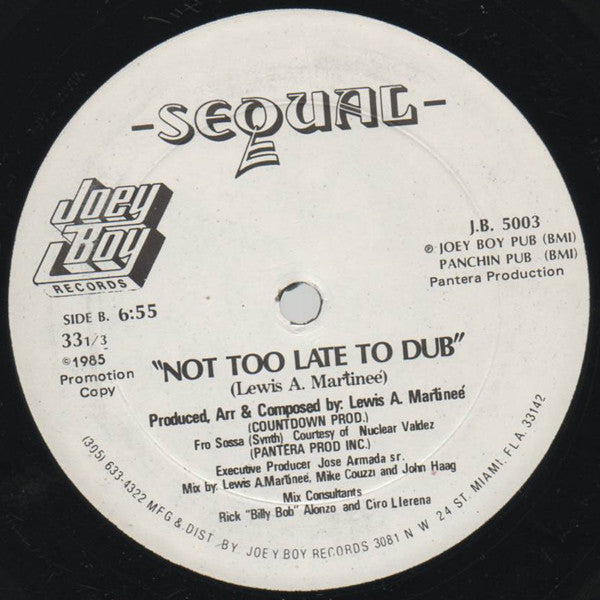 Sequal : It's Not Too Late (12", Promo)