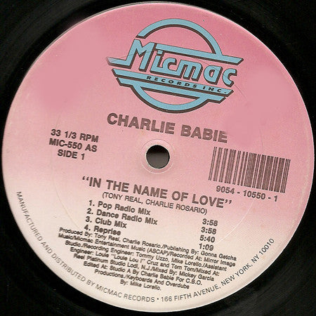 Charlie Babie : In The Name Of Love (12")