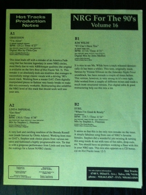 Various : NRG For The 90's Volume 16 (12", Mar)