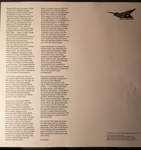 DJ Notoya : Funk Tide (Tokyo Jazz-Funk From Electric Bird 1978-87) (LP, Comp, RM)