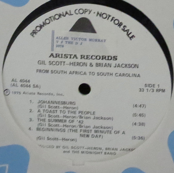 Gil Scott-Heron And Brian Jackson* : From South Africa To South Carolina (LP, Album, Promo, Gat)