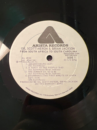 Gil Scott-Heron And Brian Jackson* : From South Africa To South Carolina (LP, Album, Promo, Gat)