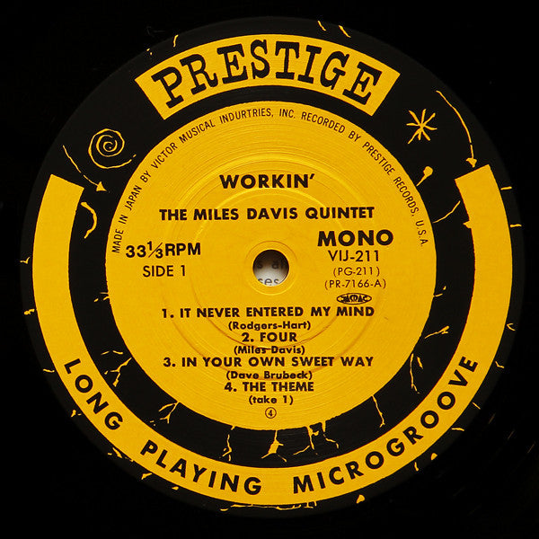 The Miles Davis Quintet : Workin' With The Miles Davis Quintet (LP, Album, Mono, RE)