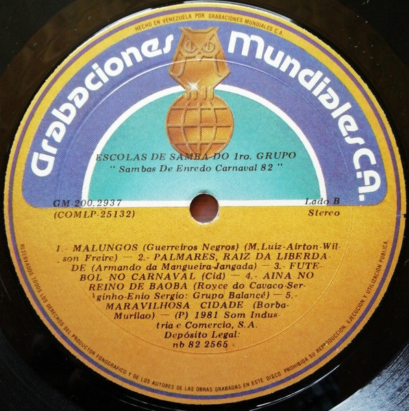 Various : Sambas De Enredo Carnaval 82 Escolas De Samba Do 1° Grupo (LP)