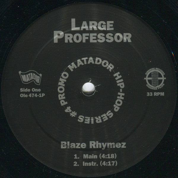 Large Professor : Blaze Rhymez / Back To Back (12", Single, Promo)
