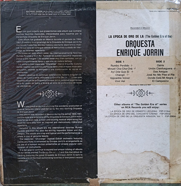 Enrique Jorrin Y Su Orquesta : La Epoca de Oro Orquesta Enrique Jorrin (LP, Comp)