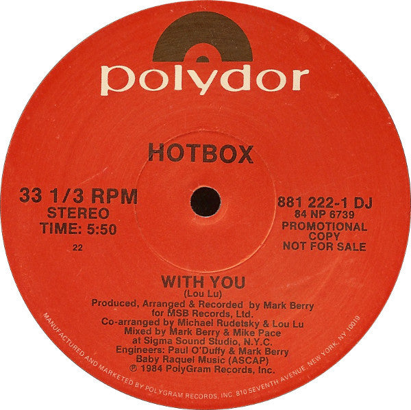 Hotbox* : With You (12", Promo)