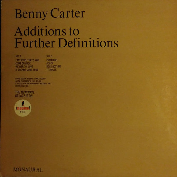 Benny Carter : Additions To Further Definitions (LP, Album, Mono)