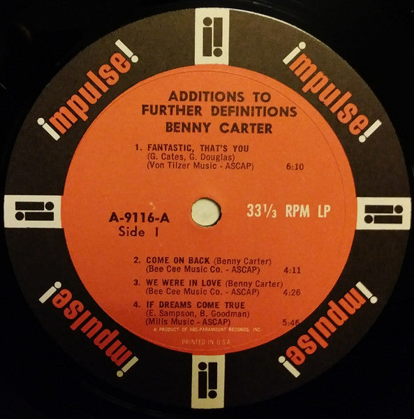 Benny Carter : Additions To Further Definitions (LP, Album, Mono)