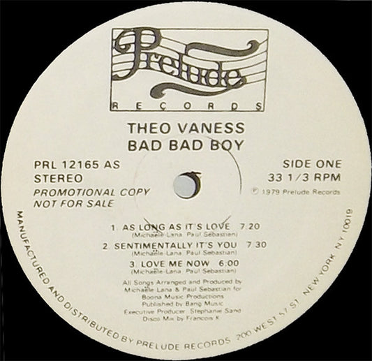 Theo Vaness : Bad Bad Boy (LP, Album, Promo)