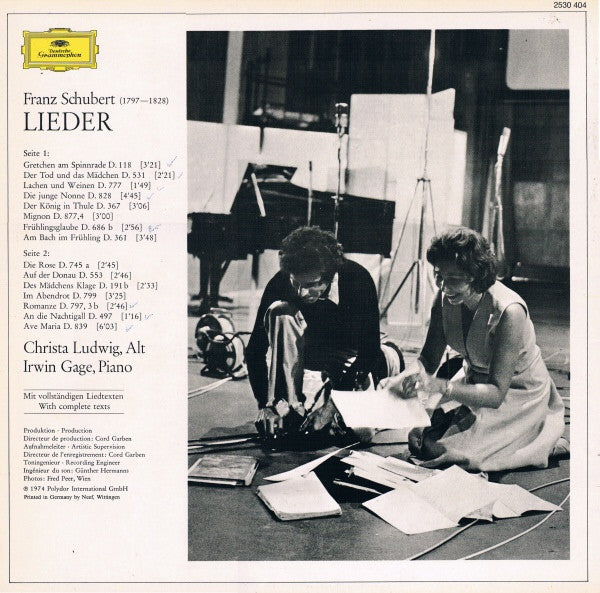 Franz Schubert, Christa Ludwig, Irwin Gage : Schubert-Lieder (LP, Album)
