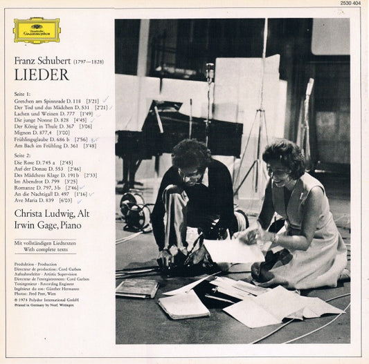 Franz Schubert, Christa Ludwig, Irwin Gage - Schubert-Lieder vinyl record, LP (Near Mint (NM or M-)) | Lulo Records
